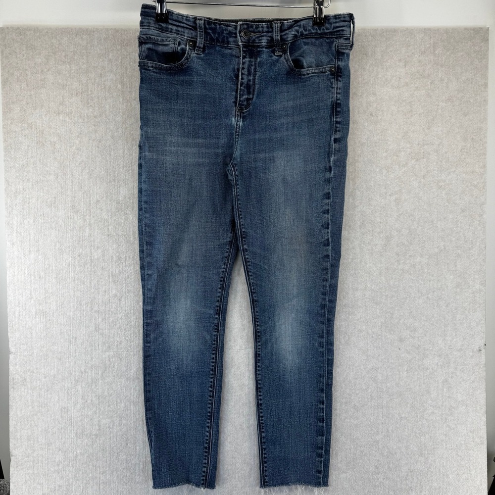 Lucky Brand Mid Rise Skinny Jeans 6/28 Medium Wash Raw Hem Blue Denim
